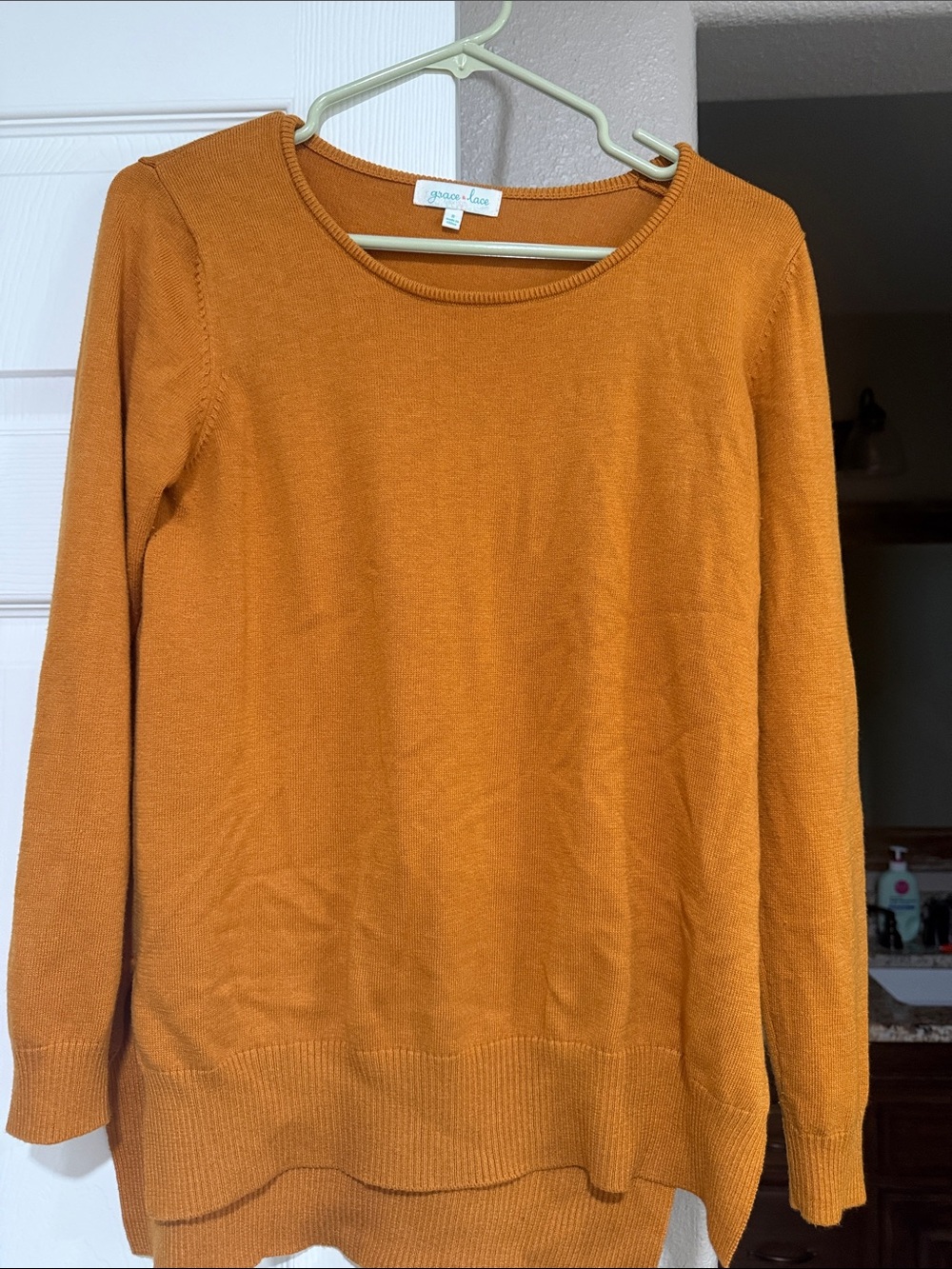 Grace & Lace Scoop Neck Sweater in Rust Orange